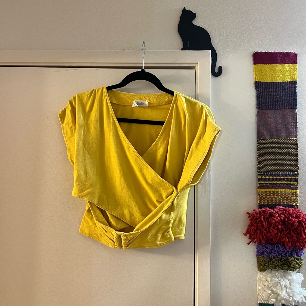 VintageYellow Wrap Top